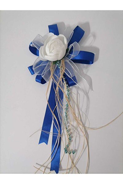 EL YAPIMI Geli?n Damat Bohça Süsü Mavi? Kurdale Üzeri? Beyaz Çi?çekli?