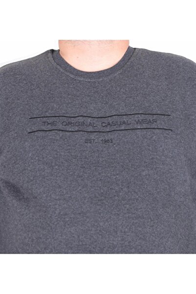 MocGrande Світшот для чоловіків великих розмірів - 3ip Original, комір-стійка, АНТРАЦИТОВИЙ МЕЛАНЖ 24203