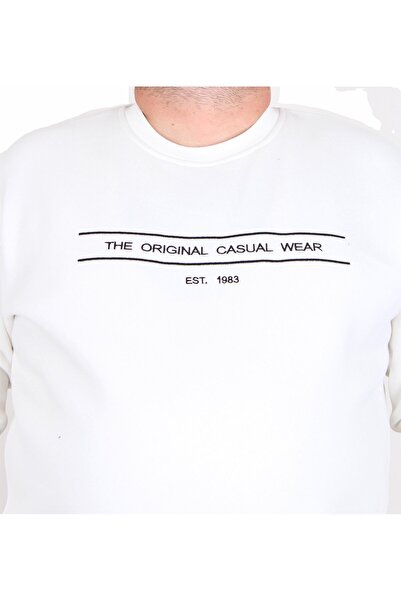 MocGrande Світшот для чоловіків великих розмірів - 3ip Original, комір-стійка, ЕКРУ 24203