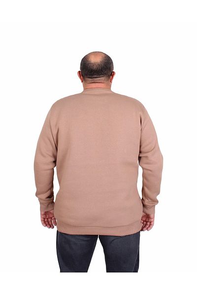 MocGrande Ανδρικό μεγάλο μέγεθος Crew Neck 3ip Sweat Black 24202 S. BROWN