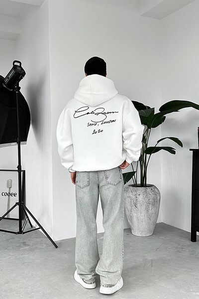 HAFKAGİYİM Λευκό φούτερ Solio Oversize