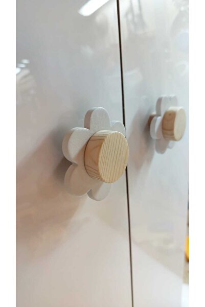 afralya home 3 Pieces! Papatya Baby Room Wooden Drawer / Cabinet Handle Figured Handle, Crown Shaped Drawer Handle