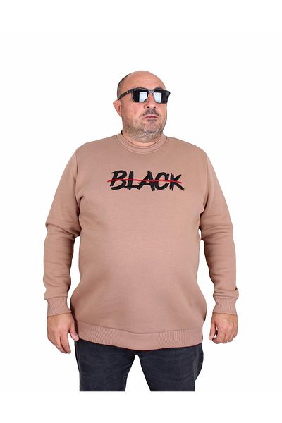 MocGrande Ανδρικό μεγάλο μέγεθος Crew Neck 3ip Sweat Black 24202 S. BROWN