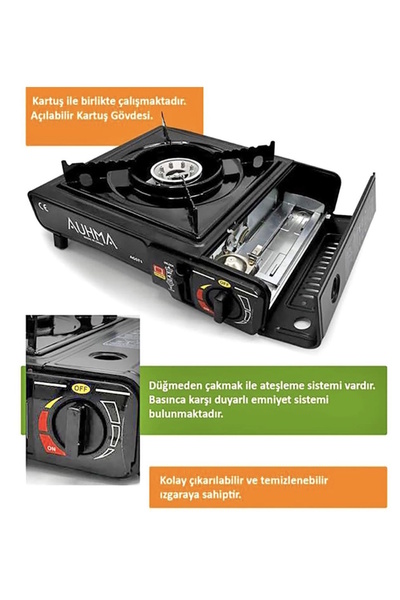 Kenpool Pro Portatif Kamp Ocağı Rüzgarlık, Açık Hava Piknikleri Ve Kamp 1 Tüp Hediyeli Çantalı Asorti