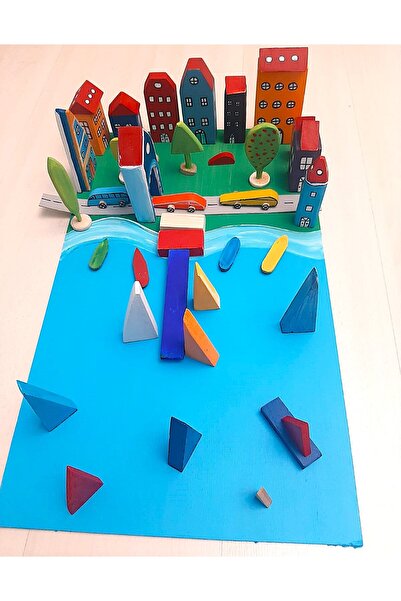 ELSA Doğa Dostu Şehirler Oyuncak Ahşap Blok Seti