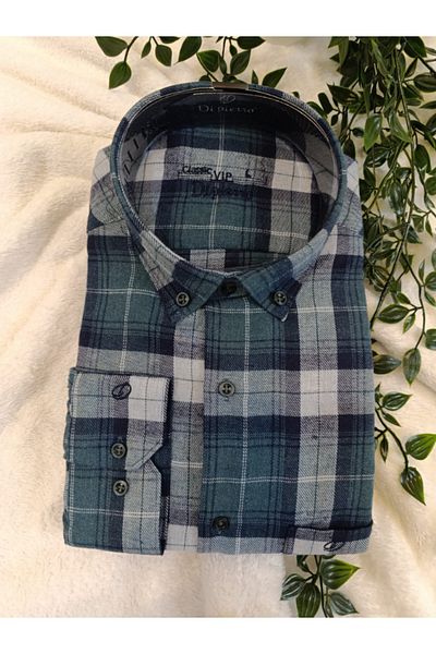 DENİZLİFE Men's Dad Single Pocket Classic Cut Thick Lumberjack Winter Shirt