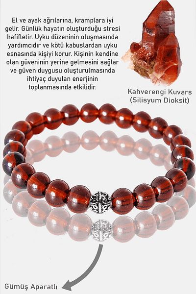 Tesbih Atölyesi Aaa Certified Brown Quartz Bracelet - with Silver Attachment