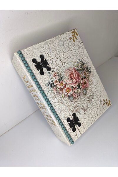 IremTasarimAtolyesi Özel Tasarım Ahşap Kitap Kutu Dekoratif Aksesuar El Boyama