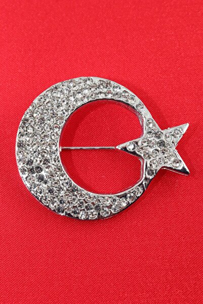 KEEBA Kalpteki gurur ay yıldız broş, Gümüş renkli kristal taşlı unisex erkek ...