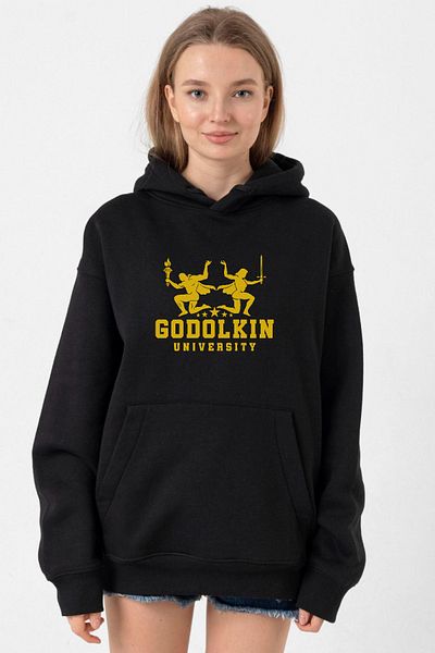 Tshirthane Godolkin University Logo Black Hoodie Women 3Ip