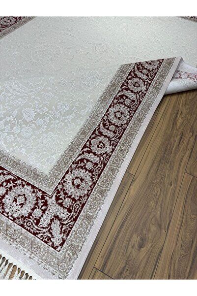 Neşem Halı Boutique DİORA SHIMAL 9070 A KEMİK  BORDO Yüksek Dokuma Sıklığı il...