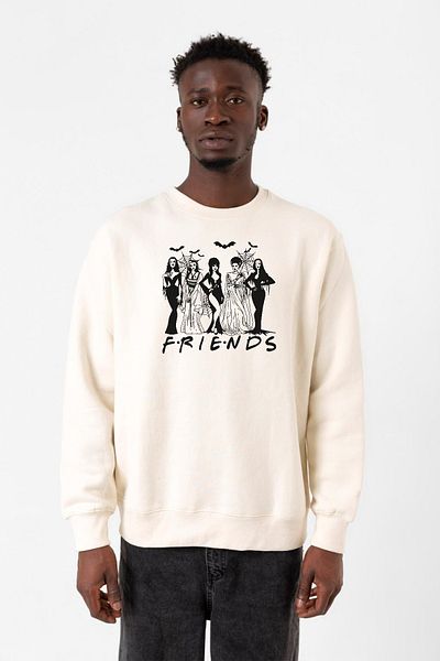 Tshirthane Мъжки суитшърт 2ip с принт Halloween Friends в екрю цвят