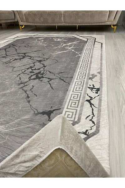 LİMAY Elastic Rug Cover - Sponge Free - Washable - Decorative - Velvet Fabric