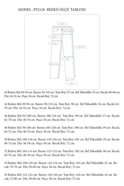Hanezza Kadın Büyük Beden Benetton Bilek Boy Yüksek Bel 42-56 Likralı Pantolon