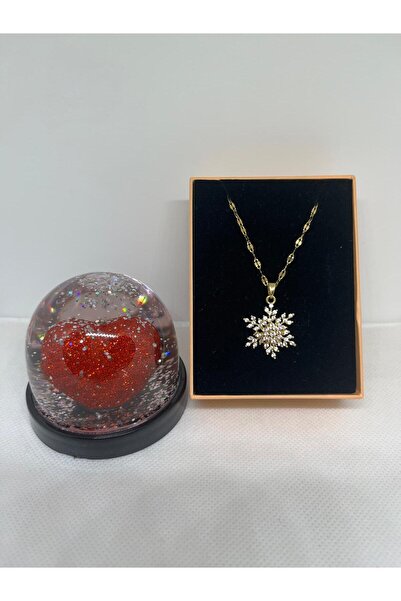 ZD JEWELRY Sevgili Kırmızı Aşk Kalp Küresi Dönen Zirkon Taşlı 316 l çelik Kar...