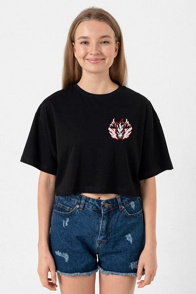 Tshirthane Beyblade Pegasus Minimalist Black Women's Crop T-Shirt