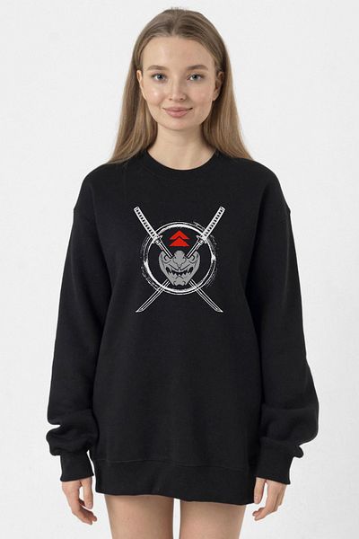 Tshirthane Ghost of Tsushima Samurai Mask Black Women's 2Ip Sweatshirt