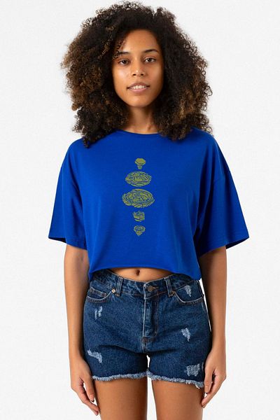 Tshirthane Beyblade Pieces Green Blue Women's Crop T-Shirt