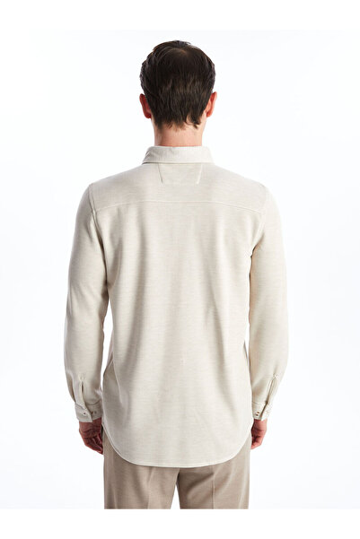 LC Waikiki Beige Slim Fit Long Sleeve Men's Shirt