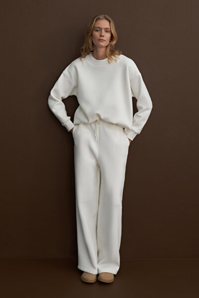 Mathilda Store Λευκό Basic Palazzo Sweatpants