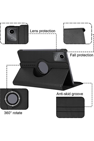 m.tk moveteck حافظة لجهاز لينوفو تاب M11 TB-330FU مقاس 11 بوصة مع غطاء حامل دوار 360 درجة + زجاج واقي للشاشة + مجموعة قلم