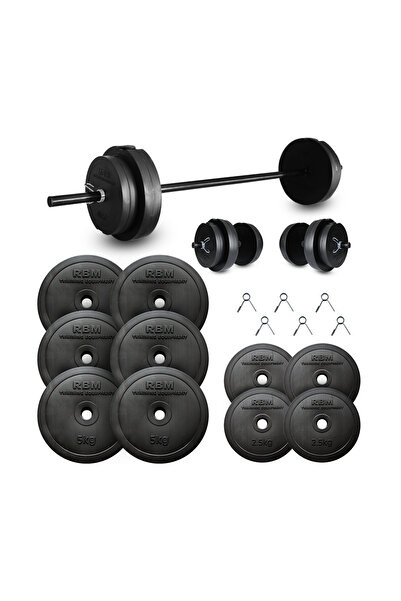 rbmsport 45 Kg 150 Cm Uzun Bar Dambıl Seti, Halter Seti Ve Fitness Ağırlık Seti
