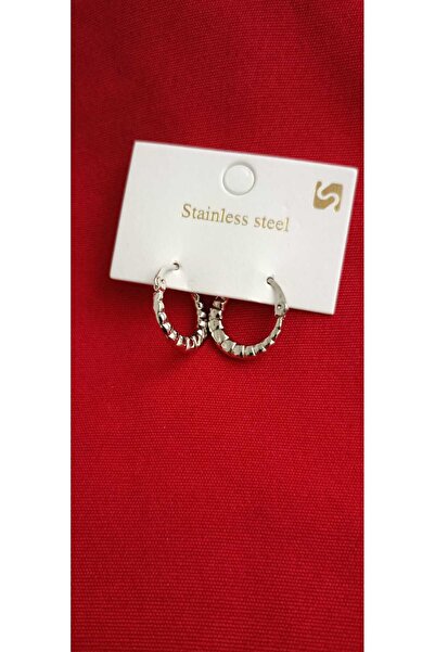 shop أقراط دائرية من الفولاذ الفضي - درجة أولى لا تشويه