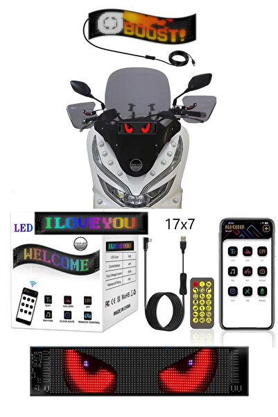 PREPARE Motosiklet Uyumlu Rgb Mtrx Panel Led 17x7 Cm Rg-b Ekran Kumandalı App...