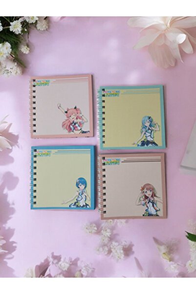 nihonwosekai 4Pcs Hatsune Miku Colorful Pjsekai Project Sekai 8X8Cm Mini Anime Spiral Notepad
