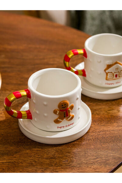 LC Waikiki Yilbasi Themed Set of 2 Ceramic Coffee Cups 100 ml - W4Ga65Z8