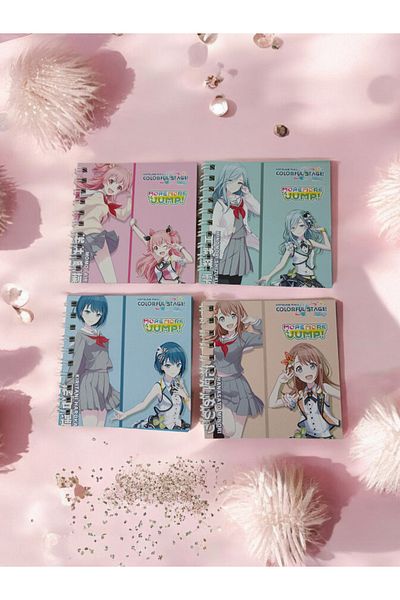 nihonwosekai 4Pcs Hatsune Miku Colorful Pjsekai Project Sekai 8X8Cm Mini Anime Spiral Notepad