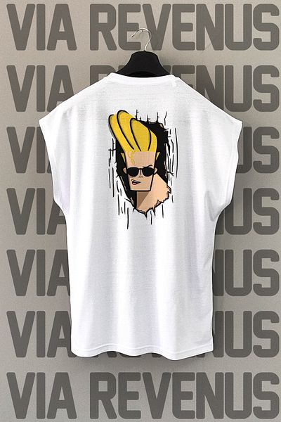 Vordevia Αθλητικό μπλουζάκι Johnny Bravo με στάμπα 100% βαμβακερό μηδενικό μανίκι