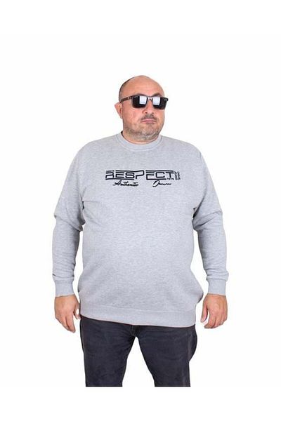 Starbattal Ανδρικό μεγάλο μέγεθος 3ip Sweat Respect - O-Neck, ΓΚΡΙ ΜΕΛΑΝΖ 24205