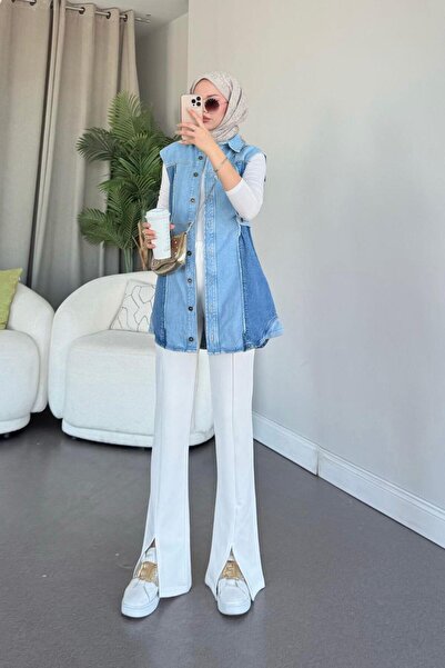 Sezi Moda Giyim JEAN Джинсовий жилет Синій