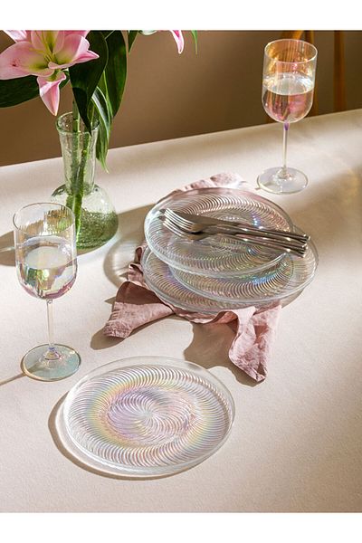 LC Waikiki Set of 4 Patterned Glass Cake Plates - W4Iv79Z8