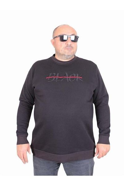 Starbattal Ανδρικό μαύρο φούτερ μεγάλου μεγέθους - 3ip, Crew Neck, 24202
