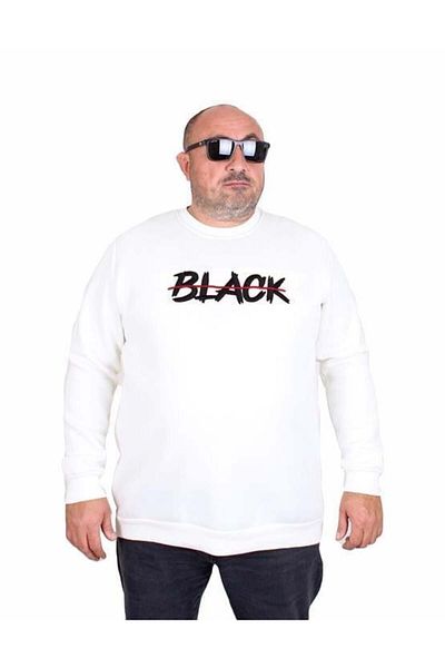 Starbattal Ανδρικό φούτερ Plus Size - 3 κορδόνια, λαιμόκοψη, μαύρο, 24202 ECRU