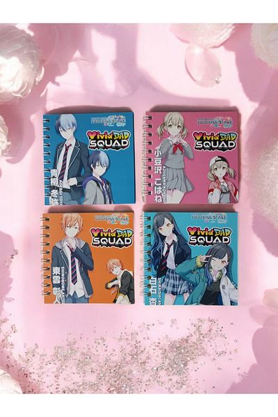 nihonwosekai 4Pcs Hatsune Miku Colorful Pjsekai Project Sekai 8X8Cm Mini Anime Spiral Notepad