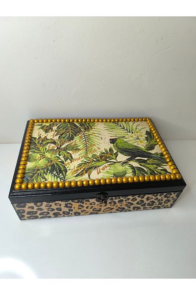 IremTasarimAtolyesi Leopard Print Wooden Box - Gift and Decoration Product