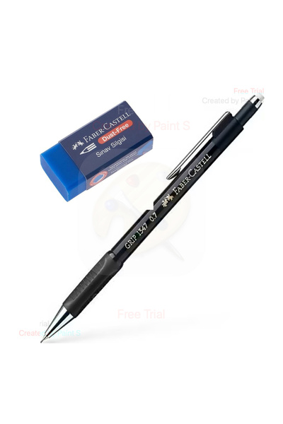 Faber Castell Grip 1347 Uçlu Versatil Kalem 0.7 Siyah + Sınav Silgisi Dust-fr...