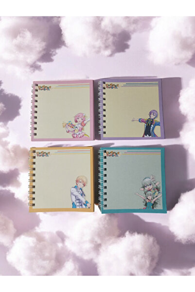 nihonwosekai 4Pcs Hatsune Miku Colorful Pjsekai Project Sekai 8X8Cm Mini Anime Spiral Notepad