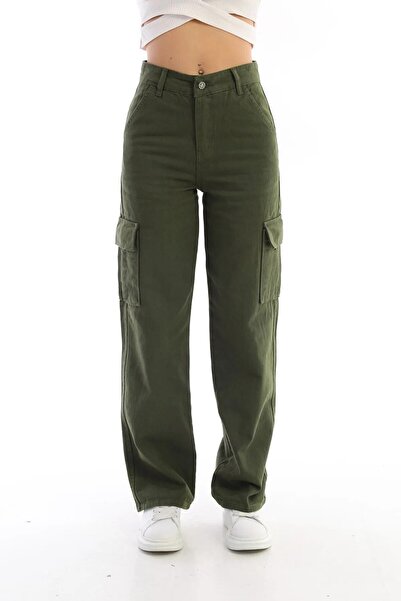 Joui Co Kız Çocuk Yüksek Bel Wide Leg Kargo Cepli Pantolon