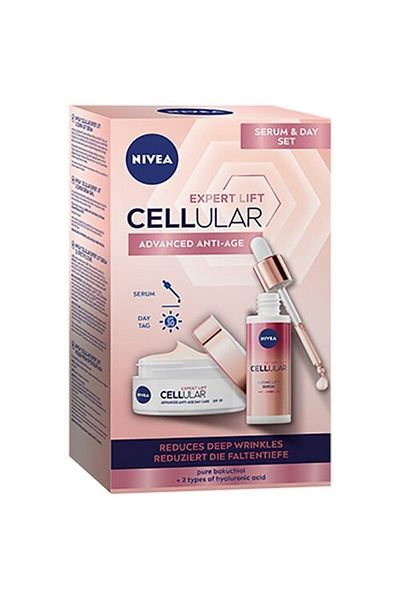 NIVEA Set cadou Cellular Expert Lift: Crema de zi cu SPF 30, 50 ml + Ser, 30 ml