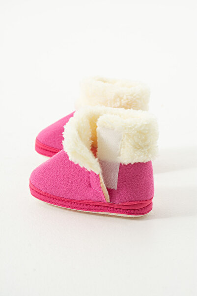 yummy kids Baby Velcro Throat Furry Non-Slip Sole Comfortable Slippers Booties