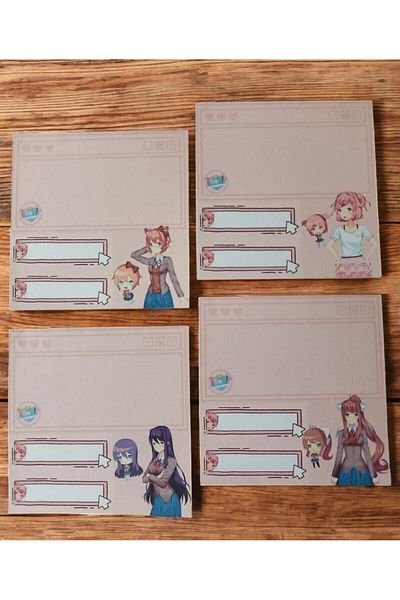 nihonwosekai 4Pcs Ddlc Doki Doki Literature Club Anime Memopad 8X8Cm 48Sheets