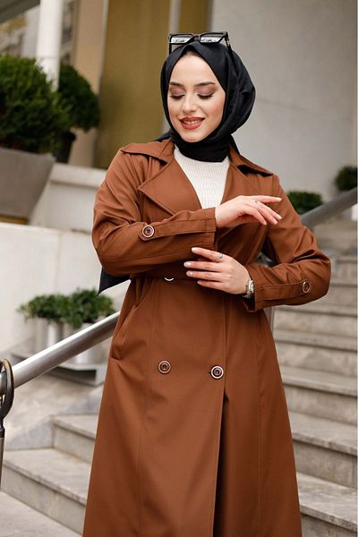 ALNİSS COLLECTİON Ολόσωμο παλτό καμπαρντίνας με λεπτομέρεια ζώνης