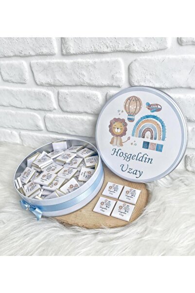 Angel Gift Chocolate 50 Adet Aslan Isme Özel Hoşgeldin Erkek Bebek Hediyelik ...