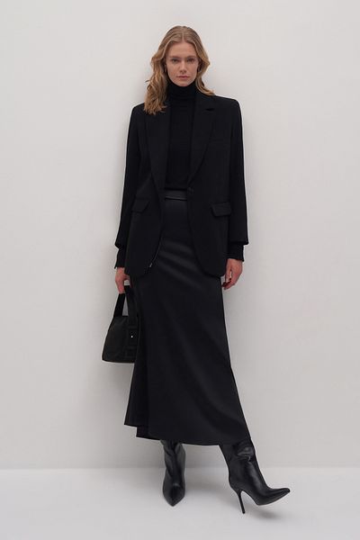 Mathilda By Çiğdem Bilici Black Lume Maxi Satin Skirt