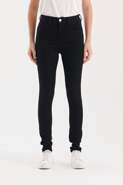 soBasic Ψηλόμεσο Skinny Jean Παντελόνι Εξαιρετικά ελαστικό που δεν ξεθωριάζει Μαύρο Χρώμα - Μαύρο