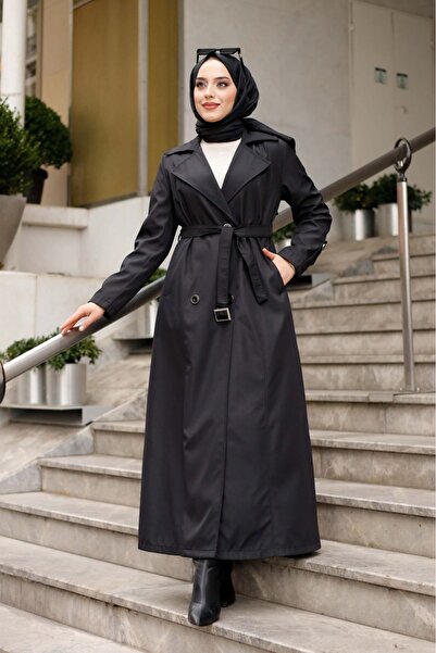 ALNİSS COLLECTİON Astarlı Kemer Detaylı Tam Boy Trençkot Pardesü